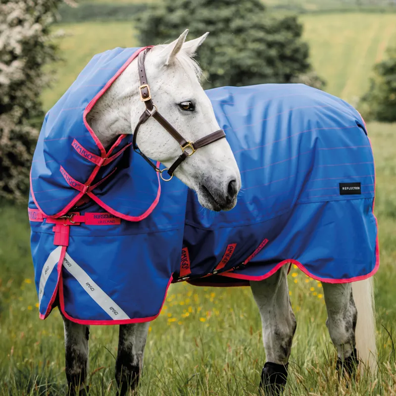 Horseware Amigo Bravo 12 Reflectech Plus 250g Turnout Rug - Blue/Reflective Pink 
